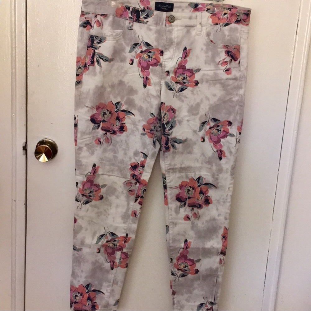 Floral skinny jeans
